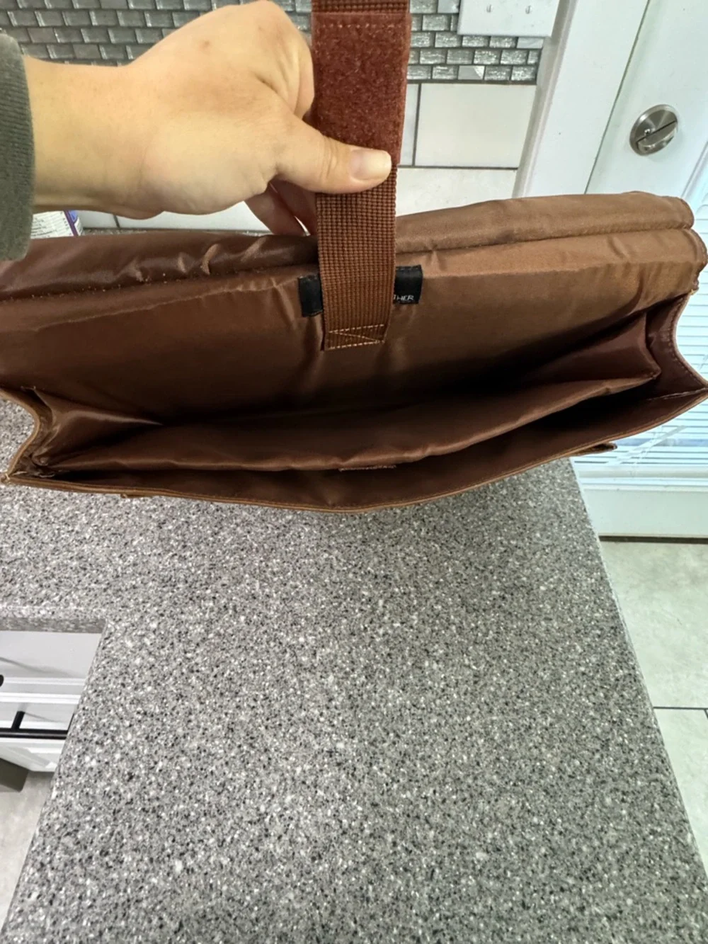 Wilsons Leather Distressed Tan Leather Briefcase Messenger